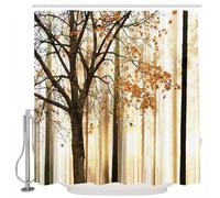 NXMYDBD Cortina de Ducha Impermeable, Imagen de un árbol Solitario con Hojas Naranjas sobre un Fondo de Bosque Abstracto, decoración de baño 90x200cm/(WxH)