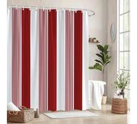NXMYDBD Cortina de Rayas Verticales Rojas y Blancas - Minimalista, Lavable a máquina, con Ganchos, decoración Moderna para baño - Cortinas para bañera 70(W) x(H) 200cm