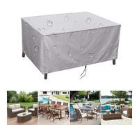 NXMYDBD Funda Muebles Exterior Impermeable 150x150x85cm/LxWxH Plata Garden Funda Mesa Jardin Rectangular 420D Oxford Anti-UV Anti Viento Cubre Mueble Jardin Funda Impermeable