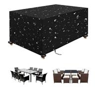 NXMYDBD Funda Muebles Jardin 300x180x74cm/LxWxH Negro Impermeable Funda Mesa Jardin de Exterior Cubierta Protectora a Prueba de Viento para Muebles de Jardín Rectangular Anti-UV Tejido 420D Oxford