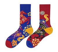 NxnChc Calcetines divertidos para mujeres y hombres unisex muchos motivos animales comida fruta deporte arte algodón regalo asimétrico patrón izquierdo y derecho, Caballo-3, 35-42