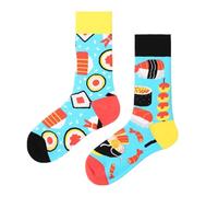 NxnChc Calcetines divertidos para mujeres y hombres unisex muchos motivos de sushi comida animal deporte arte algodón regalo asimétrico patrón izquierdo y derecho, Sushi, 35-46