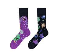 NxnChc Calcetines Divertidos Unisex para Mujer y Hombre con Diseños Asimétricos en Par - Temas Bacterias y virus Animales, Comida, Fruta, Deporte y Arte en Algodón - Ideal para Regalos