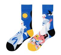 NxnChc Calcetines Divertidos Unisex para Mujer y Hombre con Diseños Asimétricos en Par - Temas Dios Creó el Mundo Animales, Comida, Fruta, Deporte y Arte en Algodón - Ideal para Regalos