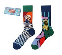 NxnChc Calcetines Divertidos Unisex para Mujer y Hombre con Diseños Asimétricos en Par - Temas Obras de Picasso Animales, Comida, Fruta, Deporte y Arte en Algodón - Ideal para Regalos