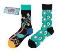 NxnChc Calcetines Divertidos Unisex para Mujer y Hombre con Diseños Asimétricos en Par - Temas Pavo Real Animales, Comida, Fruta, Deporte y Arte en Algodón - Ideal para Regalos