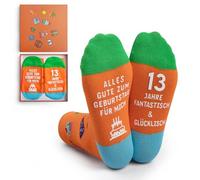 NxnChc Regalos de cumpleaños Calcetines Niñas y Niños Caja de Regalo Consciente de la Moda Novelty Ideal Divertido Equipo Niños para Amigos y Familias Rosa Negro Azul Naranja, 13 años+naranja, 35-38