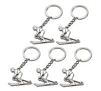 NXNONEPD 10 PCS Keychain Back Pack Purse Packpack Tote Billeteras de metal Keychains deportivos Regalos Halloween Gody Bag Clugador Invierno Atleta de esquí Key Decors Clave Suministros de llave