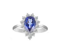 NXNONEPD Anillo de bodas White 18k para mujeres, aniversario de la boda con lágrimas 3ct Lab creó el zafiro y el tamaño del anillo de moissanite H 1/2-x 1/2