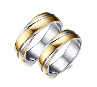 NXNONEPD Anillo de pareja a juego, Bicolor Punk anillos mujeres, alianza de boda de acero inoxidable Valentine's Day