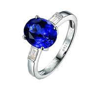 NXNONEPD Bodas de boda Mujeres de plata esterlina, forma ovalada Zirconia Cúcica Compromiso de la boda Promesa del anillo Tamaño H 1/2-V 1/2