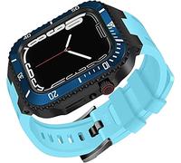 NXNONEPD Ceramics Bezel With Silicone Watch Strap Mod Kit，For Series 8 7 45mm，Modified Set Steel Cover With Band，For iwatch 6 5 4 SE 44mm