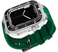 NXNONEPD Ceramics Bezel With Silicone Watch Strap Mod Kit，For Series 8 7 45mm，Modified Set Steel Cover With Band，For iwatch 6 5 4 SE 44mm