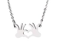 NXNONEPD Curtain New 2025 Stainless Steel Necklace For Women Lover's Color Palm Heart Pendant Necklace With For You Jewelry Fashion Accessories Creative Gift, Free size, Stainless Steel, No