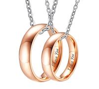 NXNONEPD Custom Name Necklace, Stainless Steel Pendant Necklace for Women Men Polished Ring 5mm RoseNecklace Personalized Valentines Day Gifts