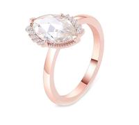 NXNONEPD El anillo de bodas Rose 9K para mujeres, anillos de aniversario de bodas para mujeres con anillos de moissanite de 1CT 1/2-x 1/2