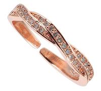 NXNONEPD Elegant Twist Patrón de apertura anillo de moda para mujeres joyas de rosa y circonía gemas