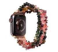 NXNONEPD For Band 45mm 41mm 38mm 40mm 42mm 44mm Bracelet For iWatch 7/6/5/4/3/2/1 Women Handmade Natural Stone Strap Replacement 7/6/5/4/3/2/1/SE Series WatchBands (Color : Tourmaline, Siz