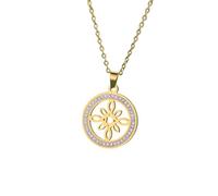 NXNONEPD jewelry New For Trendy 2025 Celtic Knot Witch Knot Necklace Stainless Steel Transparent White Stone Round Pendant Necklace Women's Jewelry Accessor Jewelry Fashion Accessories