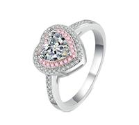 NXNONEPD Joyas de anillos de boda de 18 k blanco, anillo de matrimonio anillo de compromiso anillo de corazón con laboratorio de diamantes cultivados 1ct anillo