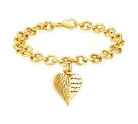 NXNONEPD Joyas de cremación para cenizas Pulsera de corazón de acero inoxidable Brazalete conmemorativo ajustable - Memorial Ash Repake, 22 cm