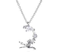 NXNONEPD necklace Silver Chains For Women,Cresent Women Sterling Irregular Moon Zircon Pendant Dainty Trendy Choker Delicate Chain Gift Jewelry Her Girls Couples