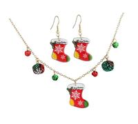 NXNONEPD Pendientes de calcetines navideños de 1set y collar de vacaciones Joyas de Navidad para mujeres Accesorio de fiesta de Navidad resistente y diseño para guardarropa festiva