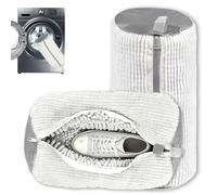 NXPUXP 2 Piezas Bolsa de lavado de zapatos,Bolsa para lavar zapatos con cremallera,Durable y reutilizable para lavar calzado deportivo en la lavadora(Blanco)