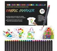 NXPUXP 24 Rotulador Textil Permanente,Rotuladores Para Tela No Tóxica y Indeleble,Marcadores Textiles de Pintura DIY,Adecuado Para Ropa,Sombreros,Bolsas de Lona