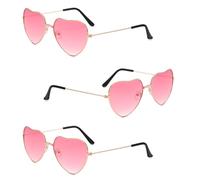 NXPUXP 3 Pares Gafas De Sol Corazón,Gafas De Sol Hippies En Forma De Corazón,Gafas De Sol Con Montura De Metal Vintage,Accesorios Adecuados Para Carnaval,Cumpleaños
