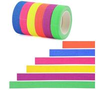 NXPUXP 6 Rollos Cinta Adhesiva Fluorescente,Neón Gaffer Tape,Cinta de Tela Fluorescente Luz Negra,para Decoración Hogar Signo de la Noche(5 m x 1,5 cm)