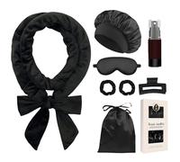 NXPUXP 8 PCS Rizador Pelo Sin Calor,Rulos de Terciopelo,Banda Rizadora sin Calor Con Clip de Pelo Cinta,para Cabello Largo y Mediano - Negro