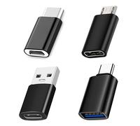 NXPUXP Adaptador USB C a USB(4 Piezas) Adaptador USB 3.0,Adaptador Micro USB a USB C,Compatible con Celulares,Portátil PC,en Coche,Dispositivo USB-C/Micro-USB(Negro)