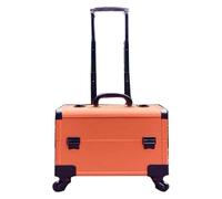 NXSLONE Maleta de Maquillaje,Trolley Maquillajem, Carro del Almacenamiento de la cosmetología del Viaje del Caso de Viaje de la Belleza, Ruedas del hilandero, manija Retractable(Orange,36.5x22x39cm)