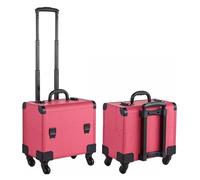 NXSLONE Maleta de Maquillaje,Trolley Maquillajem, Estuche de Maquillaje Profesional for Bordado de Nail Art, Estuche cosmético con Ruedas, Organizador de Belleza(Red-b)