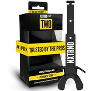 Nxtrnd - Protector bucal de fútbol para jóvenes, compatible con aparatos ortopédicos, correa conectada (negro)