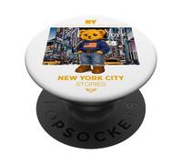 NY Teddy Bear New York City Stories - Cute Bear City Illustr PopSockets PopGrip Adhesivo