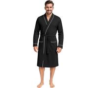 NY Threads Albornoz de algodón ligero de lujo para hombre, Negro, Medium