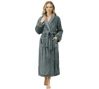 NY Threads Bata de baño larga de forro polar de felpa para mujer, bata de baño suave y esponjosa para mujer, Gris oscuro, XL (paquete de 1)