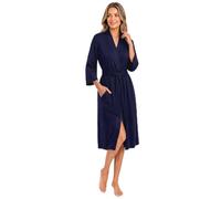 NY Threads Mezcla de Algodón Albornoz Mujer de Punto Bata Mujer Suave y cómodas (Marina, L)