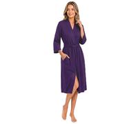 NY Threads Mezcla de Algodón Albornoz Mujer de Punto Bata Mujer Suave y cómodas (Morado, L)
