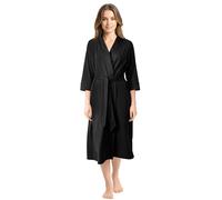 NY Threads Mezcla de Algodón Albornoz Mujer de Punto Bata Mujer Suave y cómodas (Negro, L)