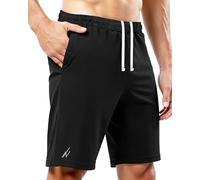 NY Threads Pantalones Cortos Deportivos para Hombre - Secado Rápido, Corte Holgado, Ligeros, para Correr, Entrenar Y Gimnasio, con Bolsillos, Negro, M