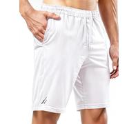 NY Threads Pantalones Cortos Hombre Deporte - Secado Rápido, Corte Holgado, Ligeros, para Correr, Entrenar Y Gimnasio, con Bolsillos, Blanco, XXL