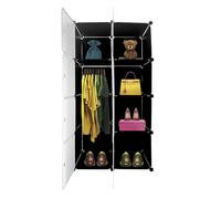 Nyana Armario Vestidor Modular Cube Boxed Simply Home | 8 Cubos/Puertas | Vestidor Personalizable | Organización del Hogar | Perchero y/o Zapatero | Medidas: 147x75x47 cm (Negro)