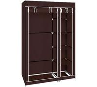 Nyana Home | Armario Vestidor Tela | 1 Perchero 2 Puertas 5 Huecos Almacenaje | Medidas: 170 Alto 110 Ancho 45 Fondo (Marrón)