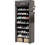 Nyana Home | Armario Zapatero Tela con Puertas Cremallera | 160x60x30cm (Gris)