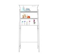 Nyana Home | Estantería Multifuncional Baño 163x68x25 cm | 3 Baldas y Colgador | Ideal para Organización Ropa/Lavabo/WC (Blanco)