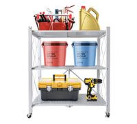 Nyana Home | Estantería Plegable con Ruedas | Gran Capacidad de Almacenamiento | 3 baldas, hasta 240 Kg. | Ideal hogar, Cocina, baño habitación, Garaje (White)