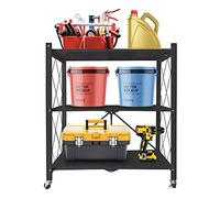 Nyana Home | Estantería Plegable con Ruedas | Gran Capacidad de Almacenamiento | 3 baldas, hasta 240 Kg. | Ideal hogar, Cocina, baño habitación, Garaje (Black)